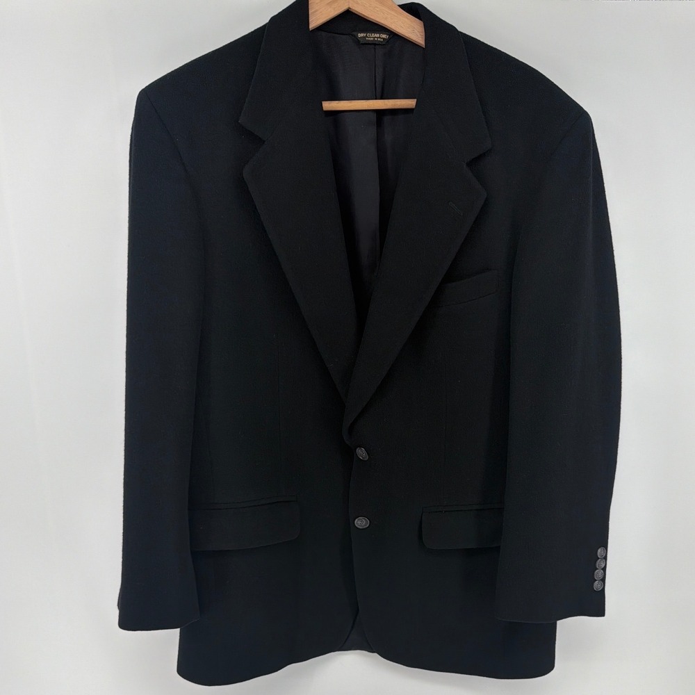 Vintage Bill Blass Parisian Black Blazer 100% Camel Hair Jacket Two Button‎ 0808